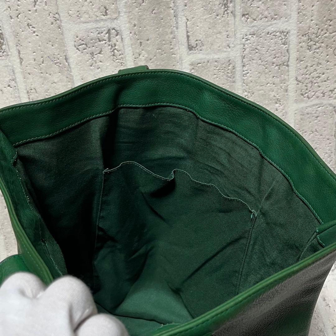 美品 ポールスミス フルレザートートバッグ ダークグリーン 肩掛け可能 8997
