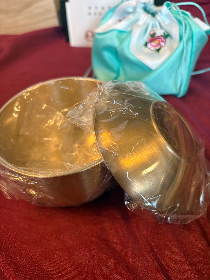 未使用 韓国伝統真鍮食器　箸 スプーン フォーク お茶碗 蓋 お皿 おちょこ