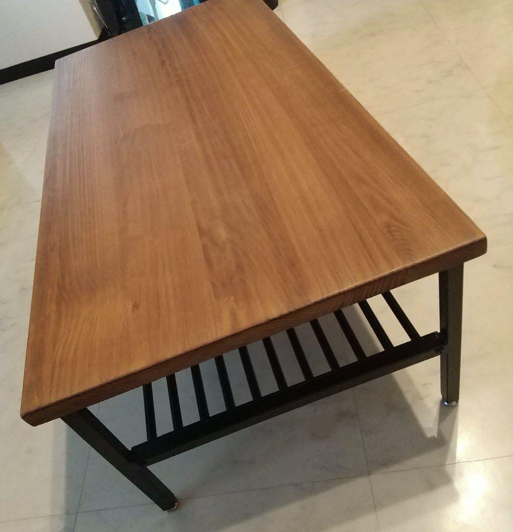 カフェテーブル ローテーブル 男前 モダン ヴィンテージ リビングテーブル 木目