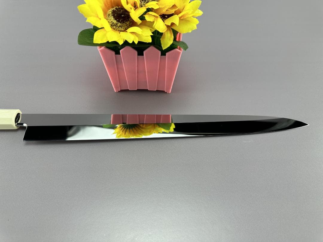 5587 ウルトラ鏡面仕上げ 柳刃包丁 尺一 刺身包丁 本刃付け 人工象牙八角柄