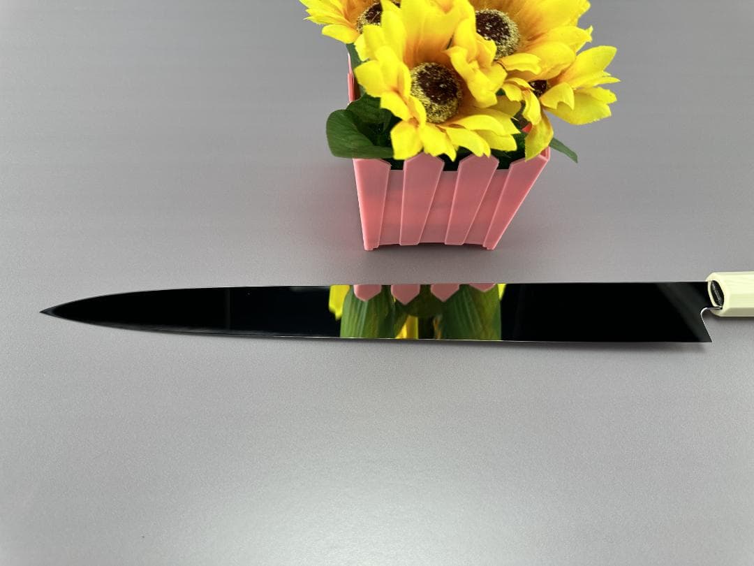 5587 ウルトラ鏡面仕上げ 柳刃包丁 尺一 刺身包丁 本刃付け 人工象牙八角柄