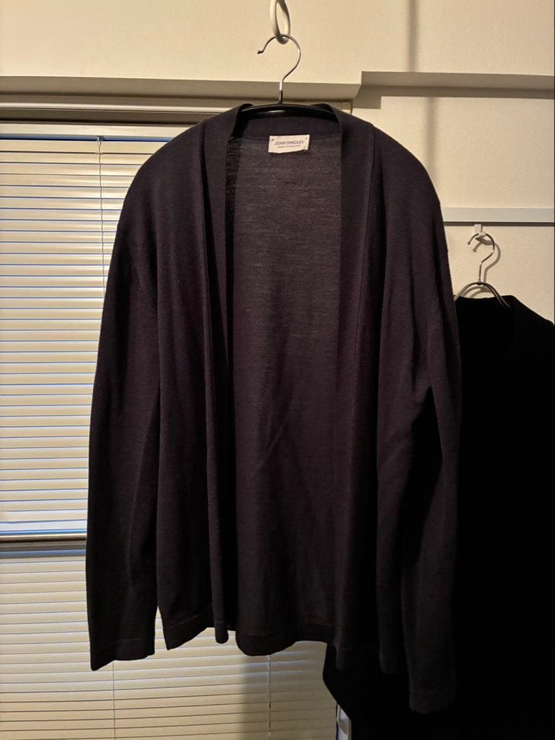 ジョンスメドレーA4515ボタンレスカーディガングレーネイビー