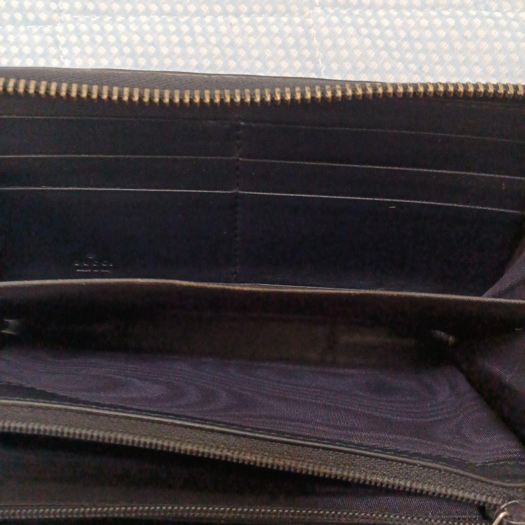 Gucci GGパターン ネイビーレザー長財布