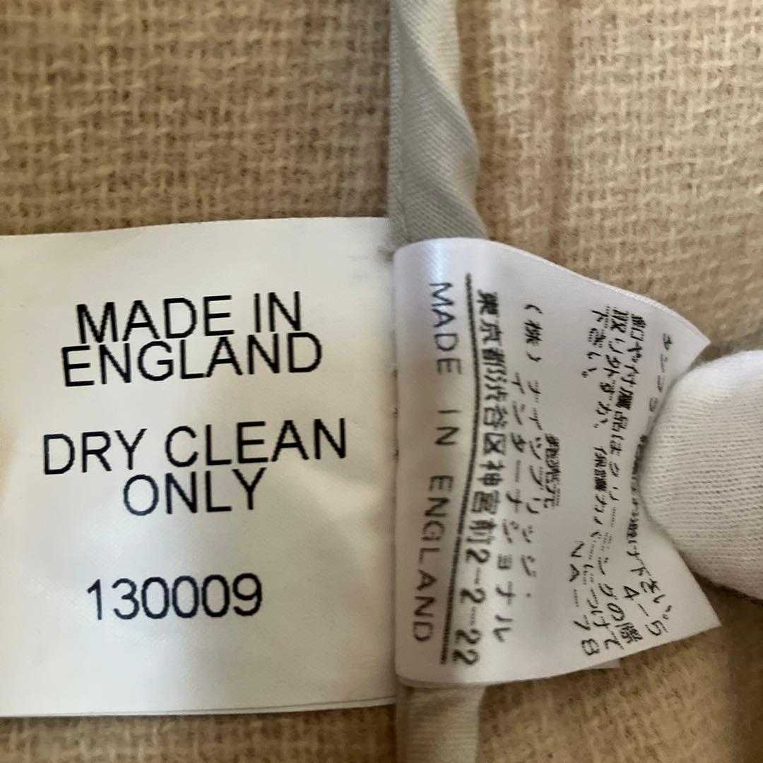 美品 オールドイングランド ヘリンボーン ダッフルコート 牛革 ベージュ