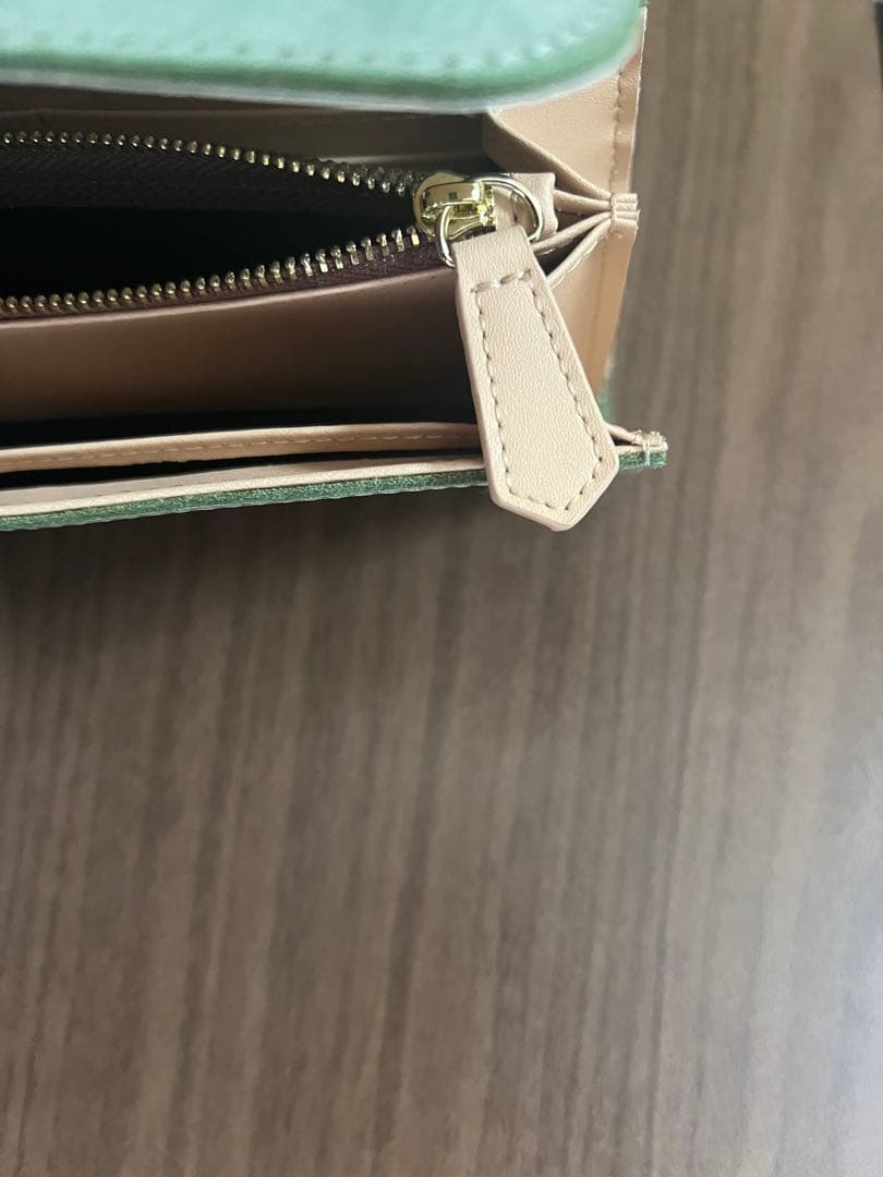 ブライドルレザー　長財布　ヌメ革　グリーン系　牛革　ロングウォレット　レザー