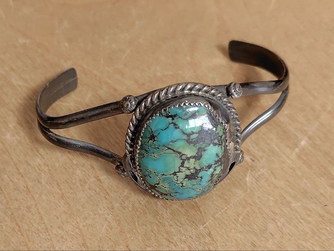 グリーンターコイズ　シルバーバングル