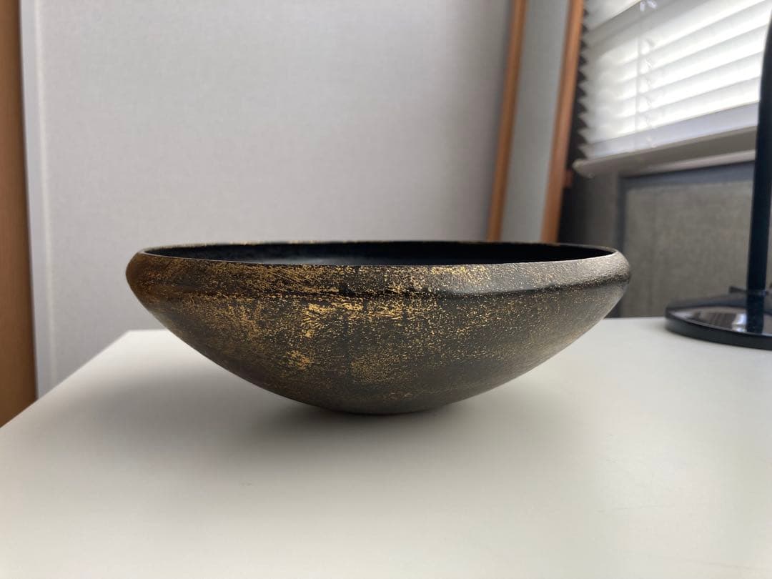 杉田明彦　漆　鉄鉢　浅　金彩