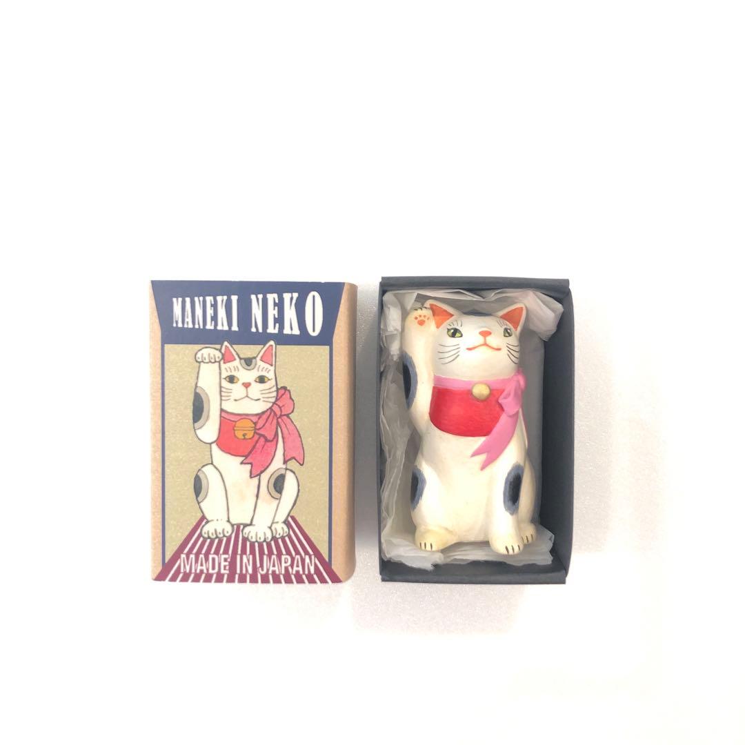 【新品】天野千恵美 招き猫 CATBOX 海猫堂 置物 リボン H7cm