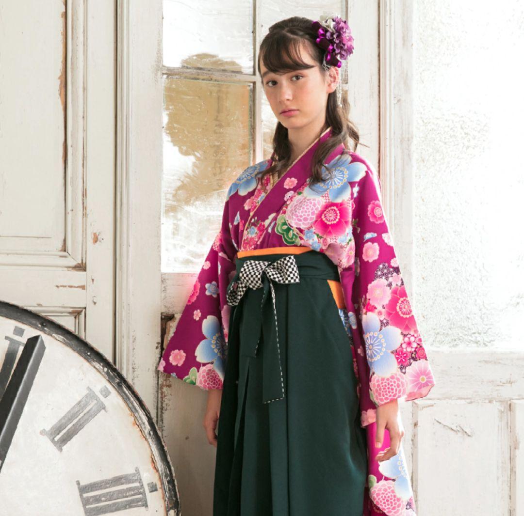 アリサナ　小学生　卒業式　袴　エンジ　パープル　グリーン　女の子　160cm