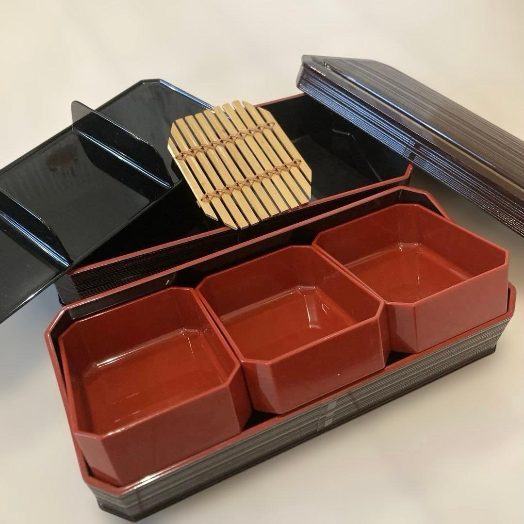 未使用　大きめ2段弁当箱　　八角形弁当箱 仕切り　網　付き　10セット