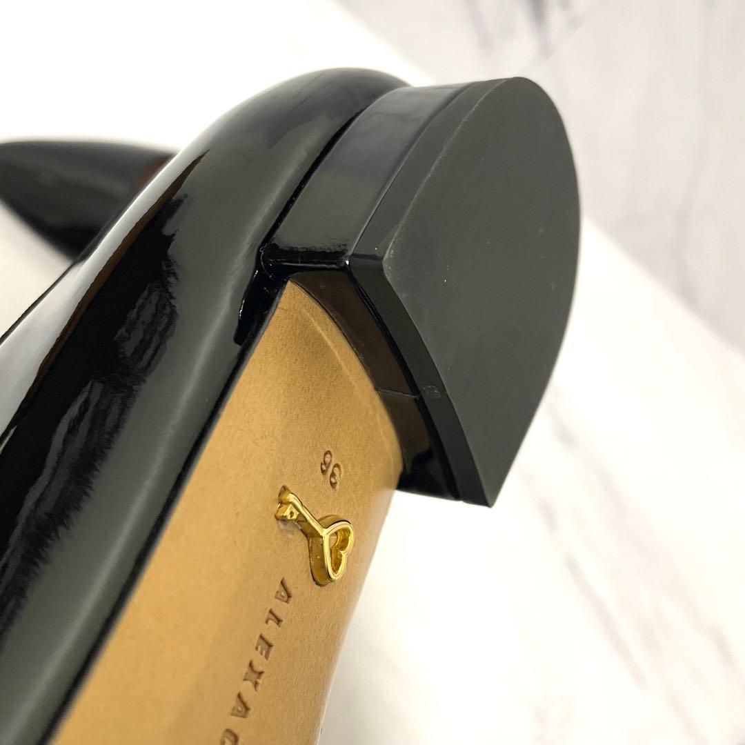 新品　アレクサチャン　ポインテッドトゥ　エナメル　メリージェーン　黒　ブラック