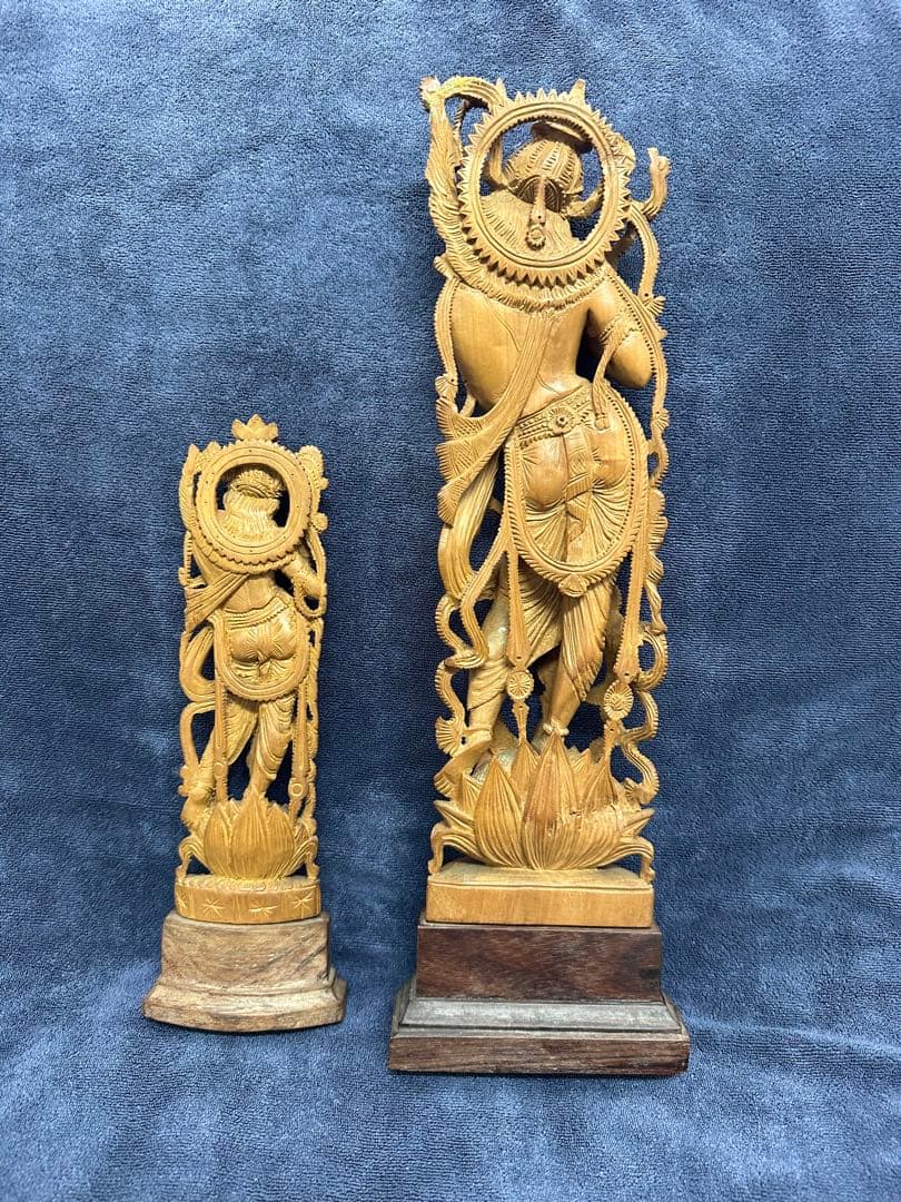 木彫り　インド　白檀　弁財天 彫刻　美術品　仏像　636g