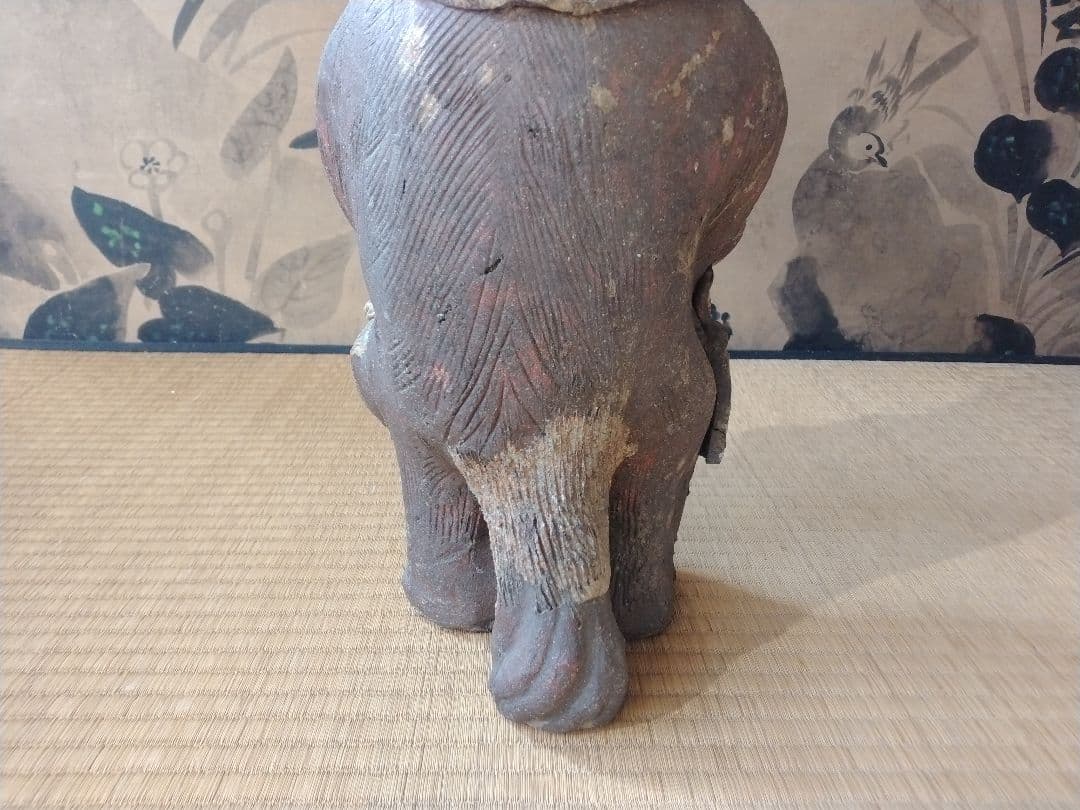 ウッシッシとほくそ笑む図太いタヌキ　骨董　古美術　狸人形　置物　縁起物　開運