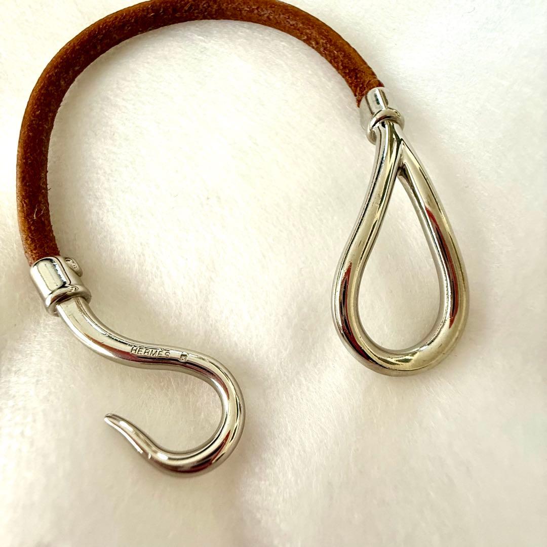 【良品】HERMES エルメス ジャンボ シルバー金具　レザー ブレスレット