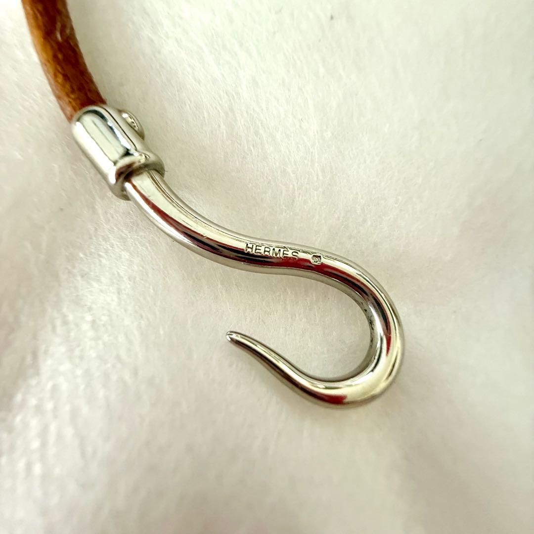 【良品】HERMES エルメス ジャンボ シルバー金具　レザー ブレスレット