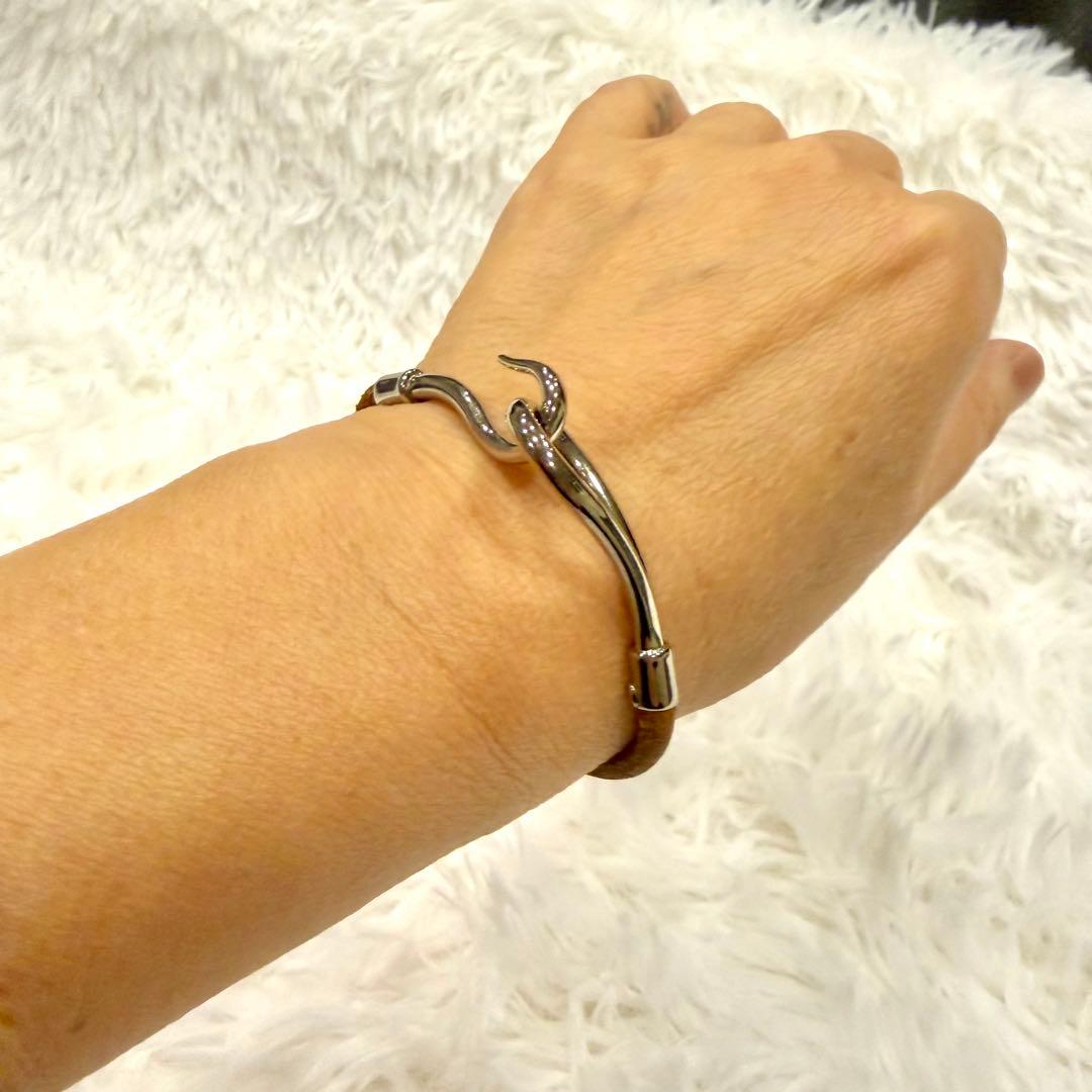 【良品】HERMES エルメス ジャンボ シルバー金具　レザー ブレスレット