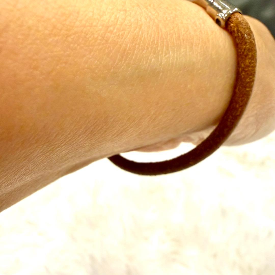 【良品】HERMES エルメス ジャンボ シルバー金具　レザー ブレスレット