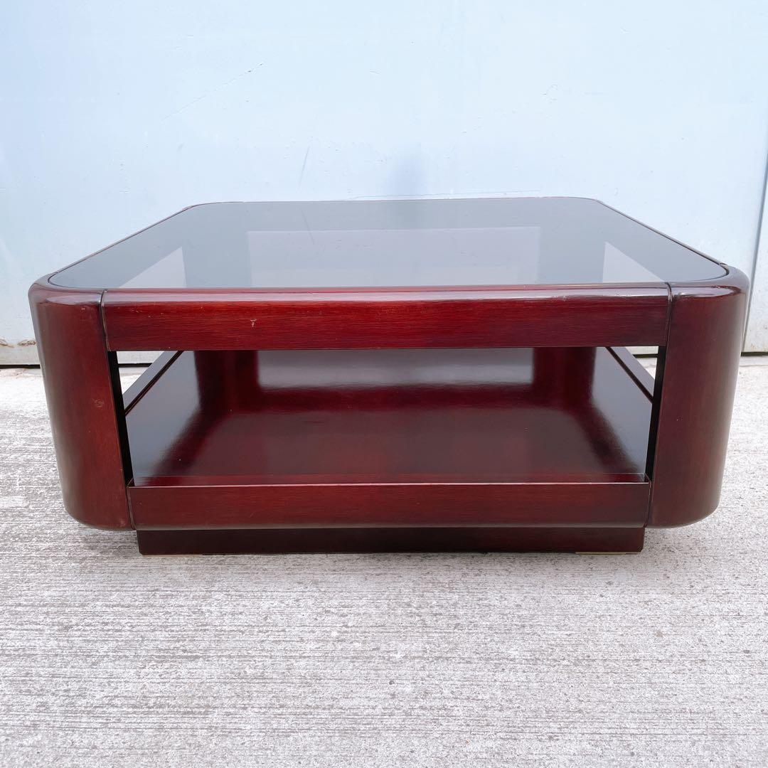 【美品】ビンテージ ナガノインテリア スクエアガラステーブル 稀少デザイン