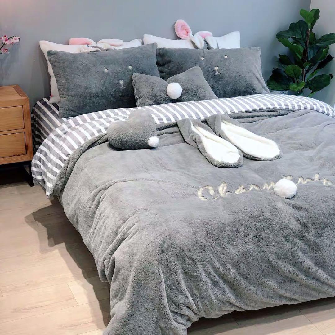 うさぎ耳付きフリースカバーセット セミダブル