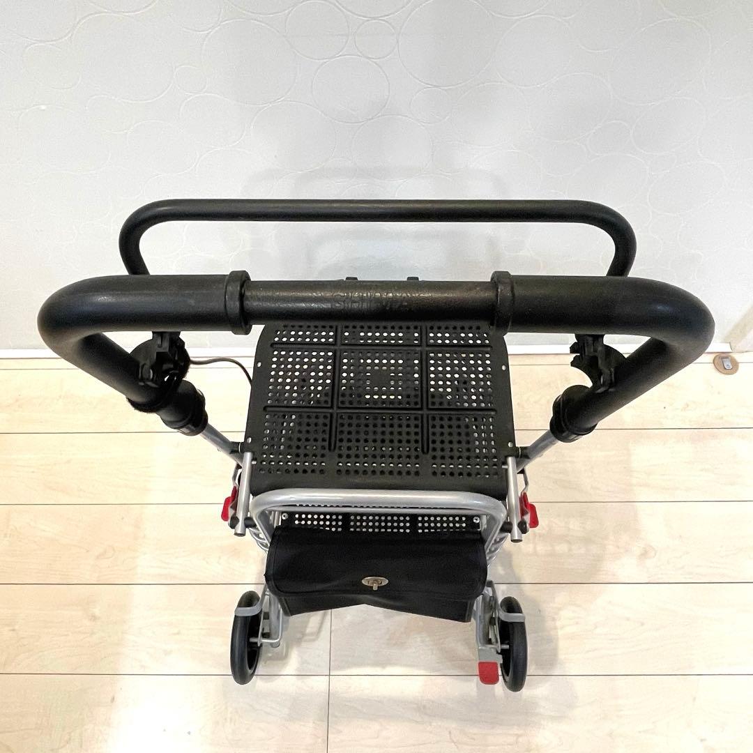 【良品】島製作所 シルバーカー ハーモニーAL 折りたたみ 座面付き 歩行カート