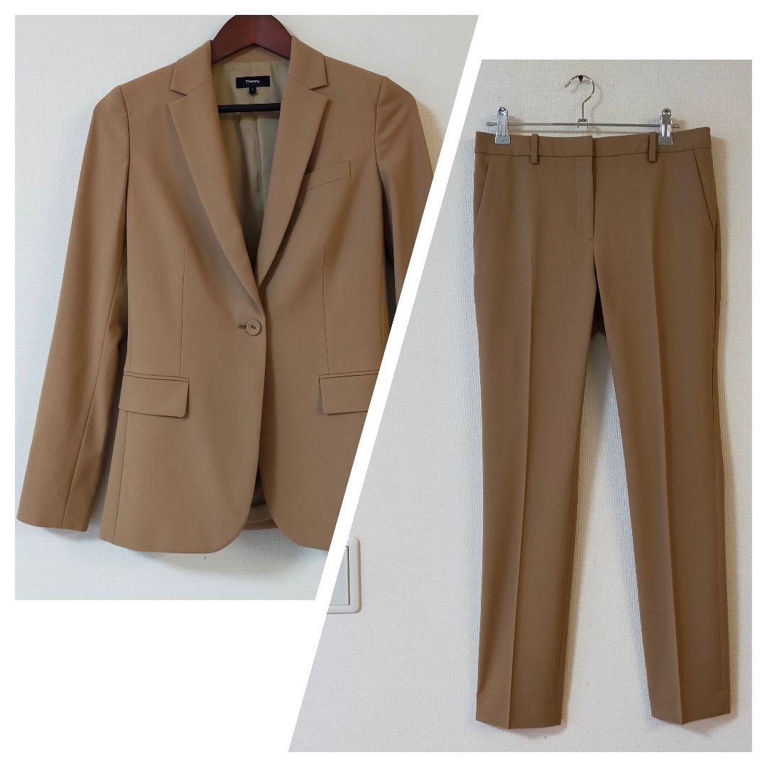美品　Theory　現行タグ　サイズ0　キャメルカラー　パンツスーツ