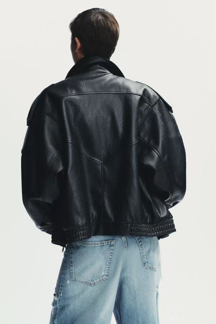 【新品】ZARA フェイクレザージャケット 黒 XS 完売品