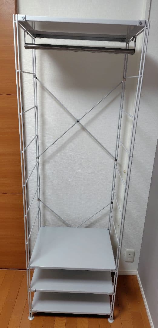 無印良品スチールユニットシェルフ大・ワードローブバー[グレー]