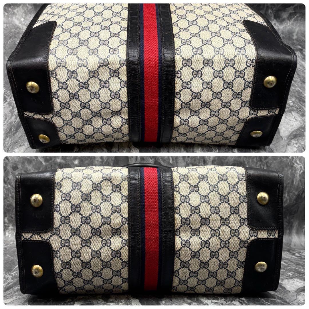 ✨美品✨GUCCI シェリーライン GG ボストンバッグ レザー ネイビー