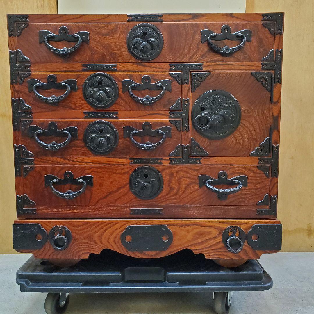 アンティーク 伝統的な船箪笥　木製箪笥 中型 引き出し