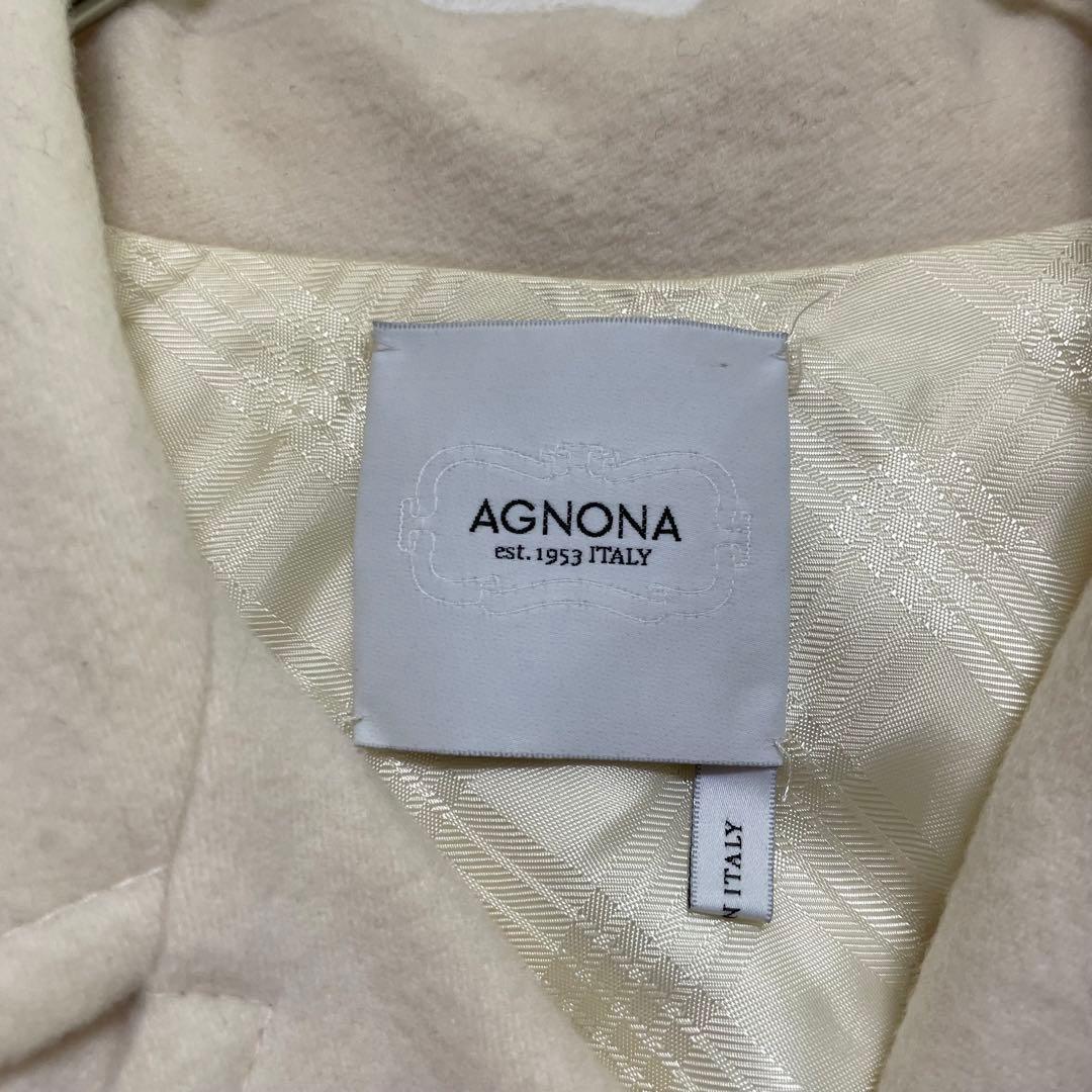 アニオナ　AGNONA 高級　カシミアコートイタリア製　ホワイト　L