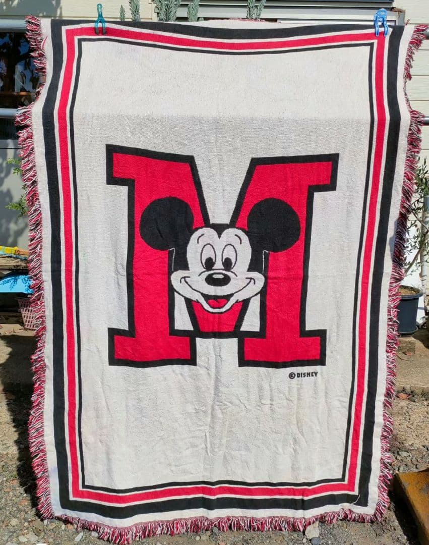ミッキーマウス 大判ラグ フリンジ付き