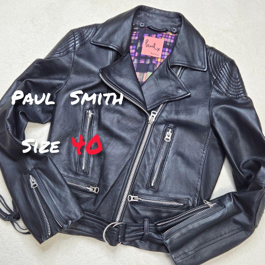 Paul Smith ポールスミス　ダブルライダースジャケット　ラムレザー　L
