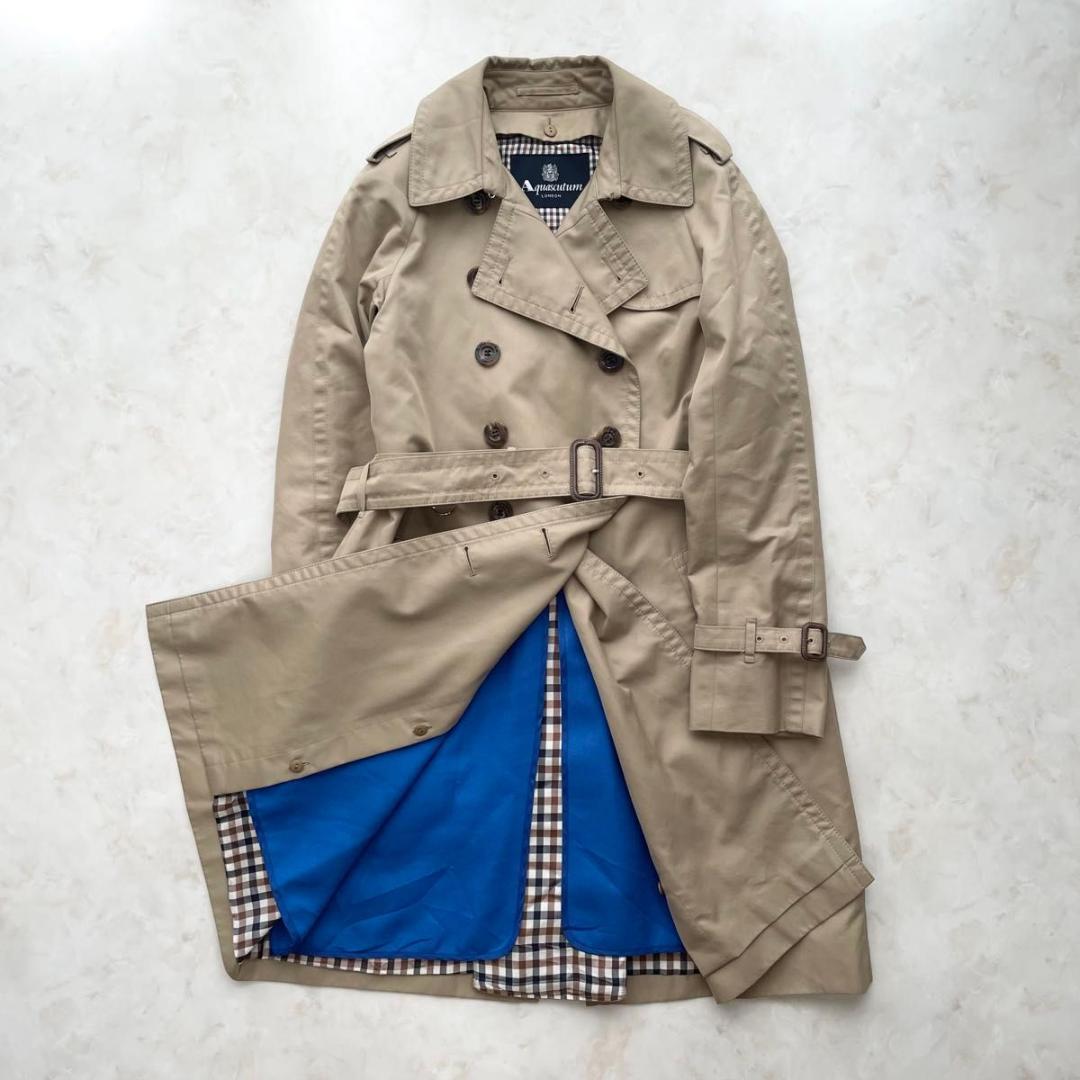 【極美品】Aquascutum　トレンチコート　ブルーライナー付き　4　Sサイズ