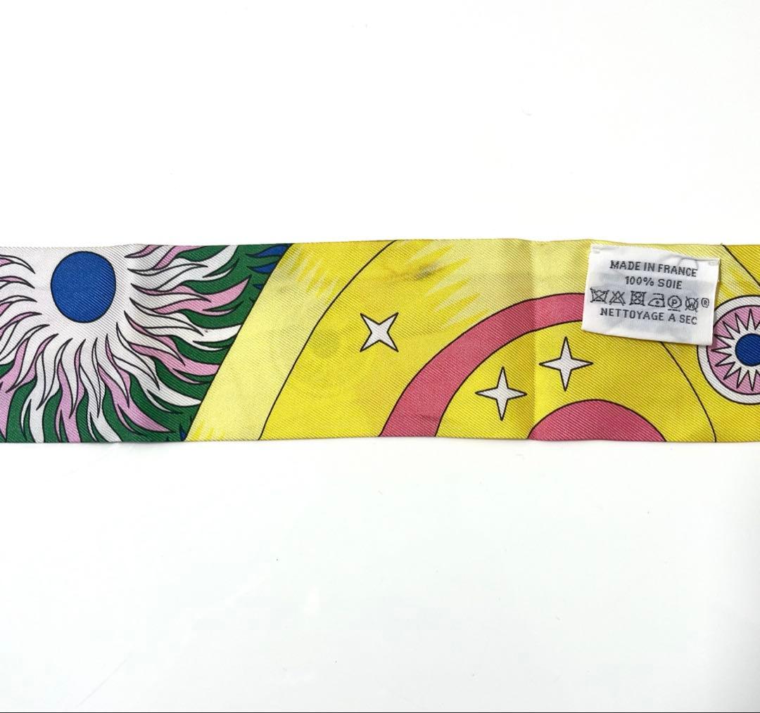 エルメス HERMES ツイリー スカーフ ピンク×黄色　マルチカラー