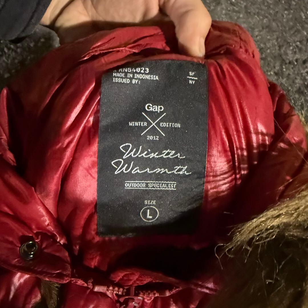 00s old gap ファー ダウン ベスト 光沢 y2k archive 赤
