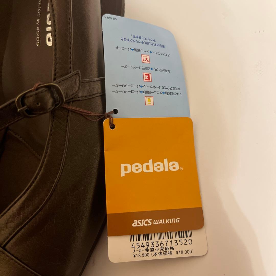 新品　アシックス　ペダラ　ストラップパンプス　ブラウン24 3E