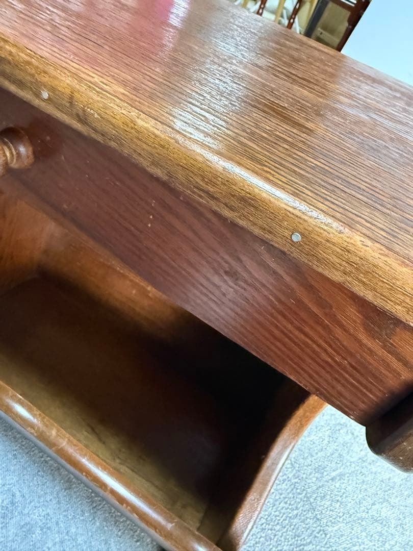 ヴィンテージ 両面引き出し マガジンラック付サイドテーブル W60 木製