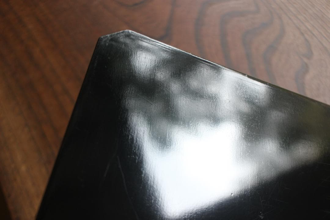 時代逸品！端正な黒漆に優美な木芙蓉文の映える隅切四方折敷（検京塗吉野塗お盆お膳