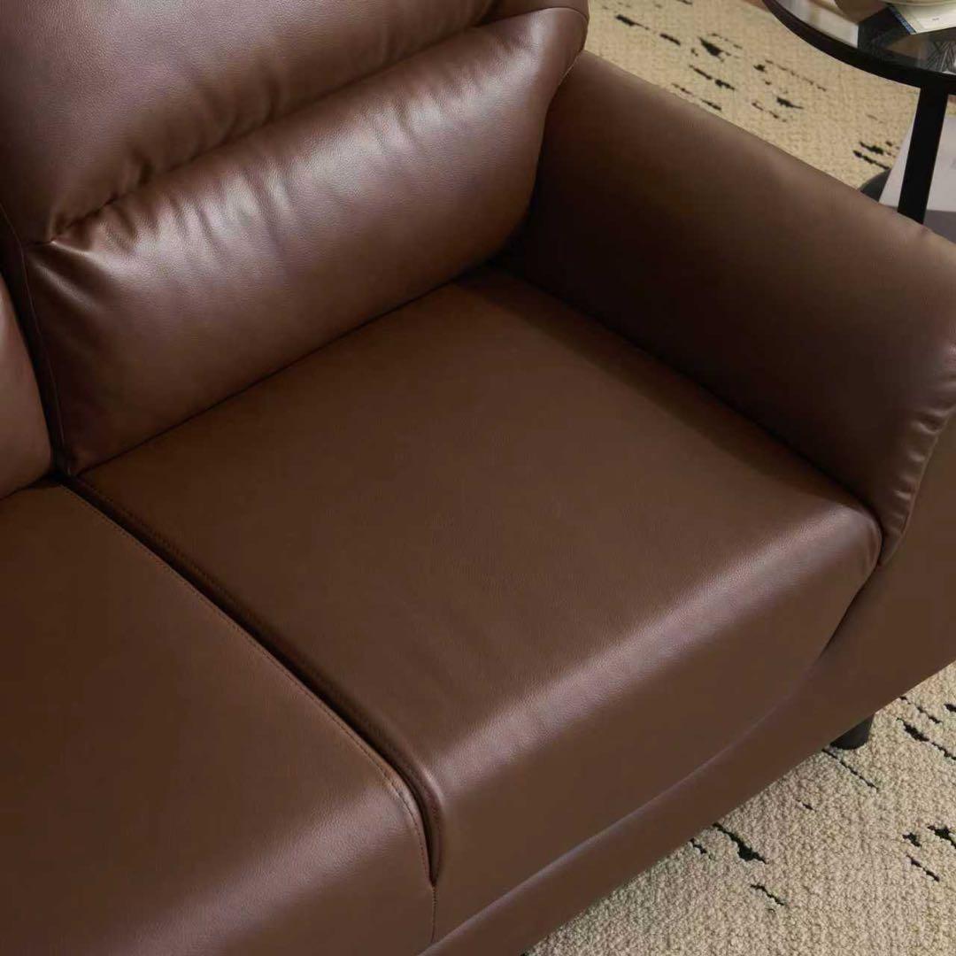 【新品】座面肘掛け一体型2人掛けソファ 高品質PUレザー モダン