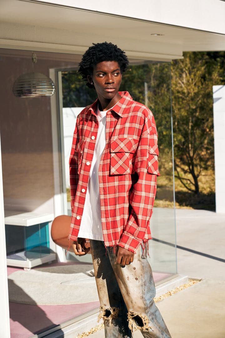 MLVINCE MILITARY CHECK SHIRTS RED YZERR着