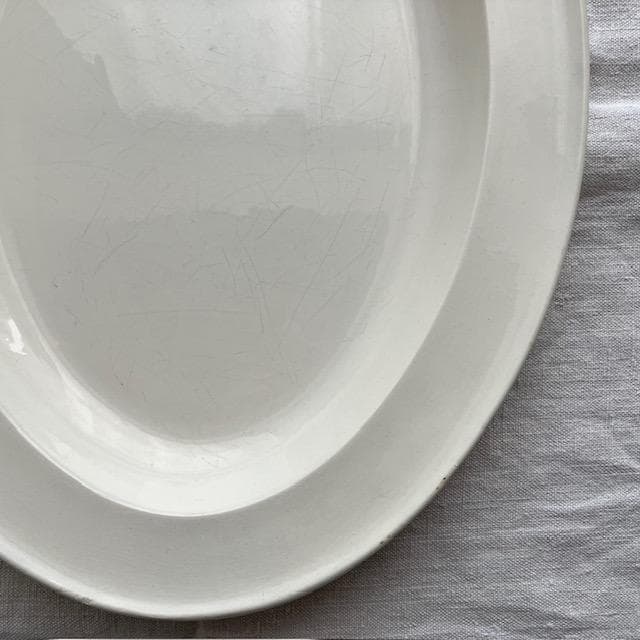 希少美品◆クレイユ単刻印オーバルプレート特大皿モントローオクトゴナルレリーフ雅姫