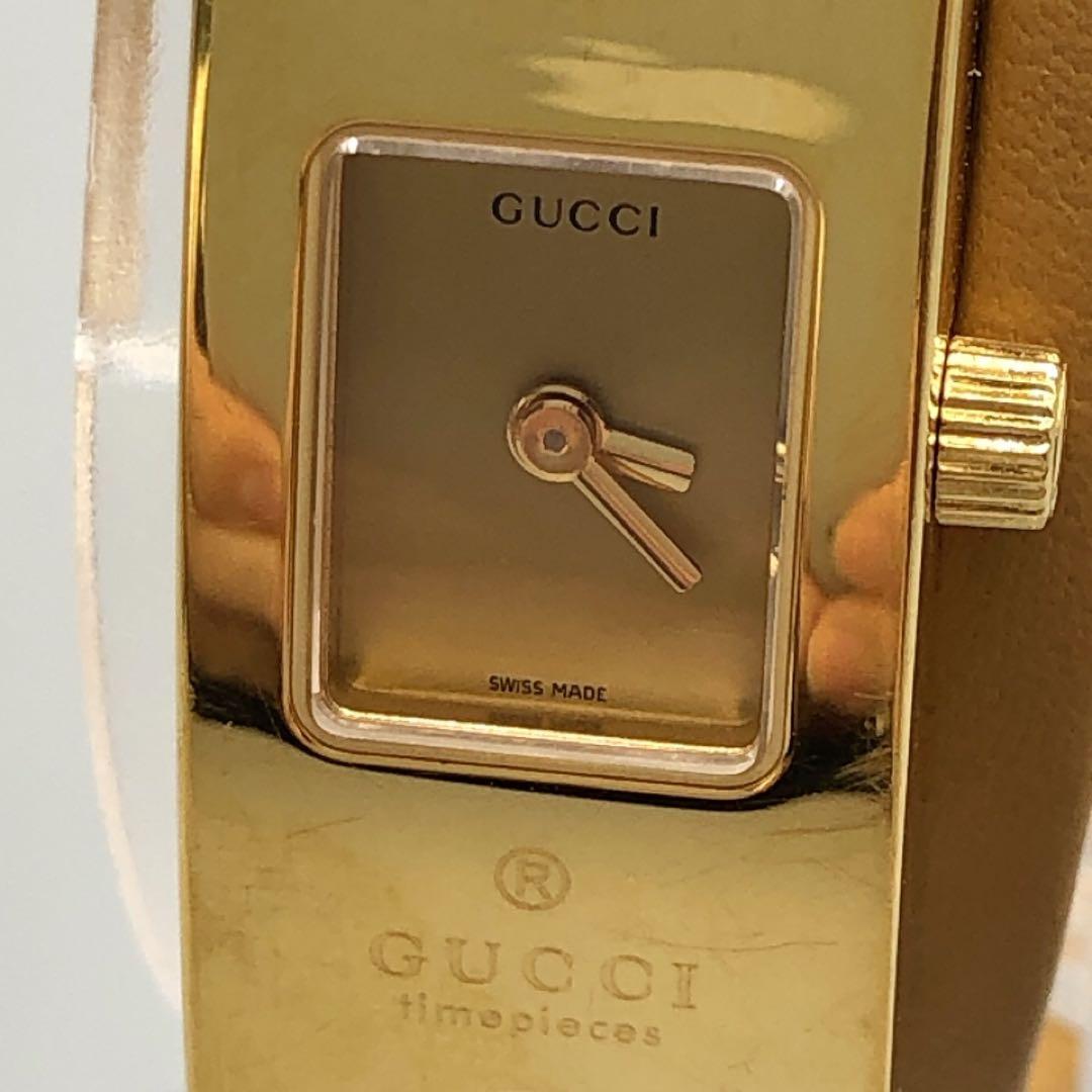 ジャンク　GUCCI 6100L　アナログ　腕時計　 ゴールド　バングル　不動