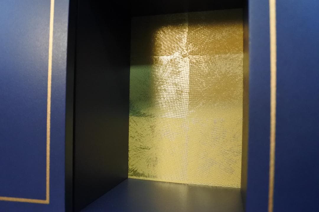 限定値下　長期保管品　ペット仏壇　木製　写真立て付　紺　仏具　仏壇　1055