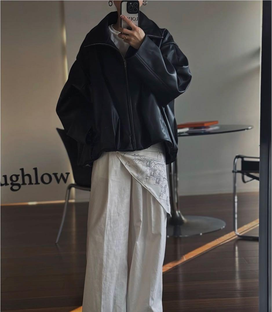 ☆m-i☆ roughlow エコレザーバルーンブルゾン