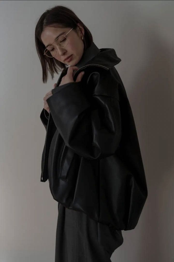 ☆m-i☆ roughlow エコレザーバルーンブルゾン