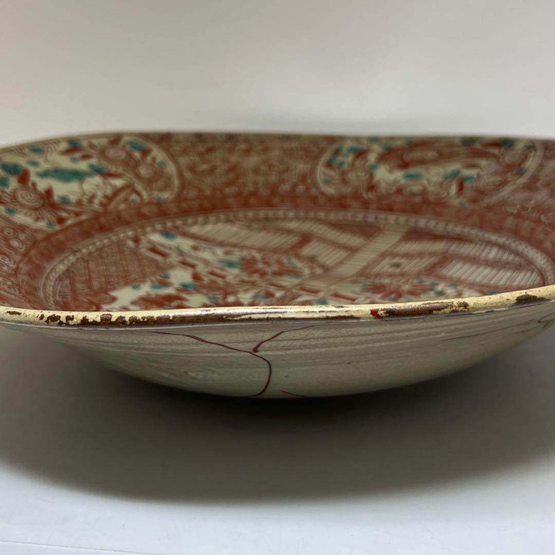 江戸後期 西浦焼 極上手呉州赤絵大皿 東キ8-0206☆2F タサコサ