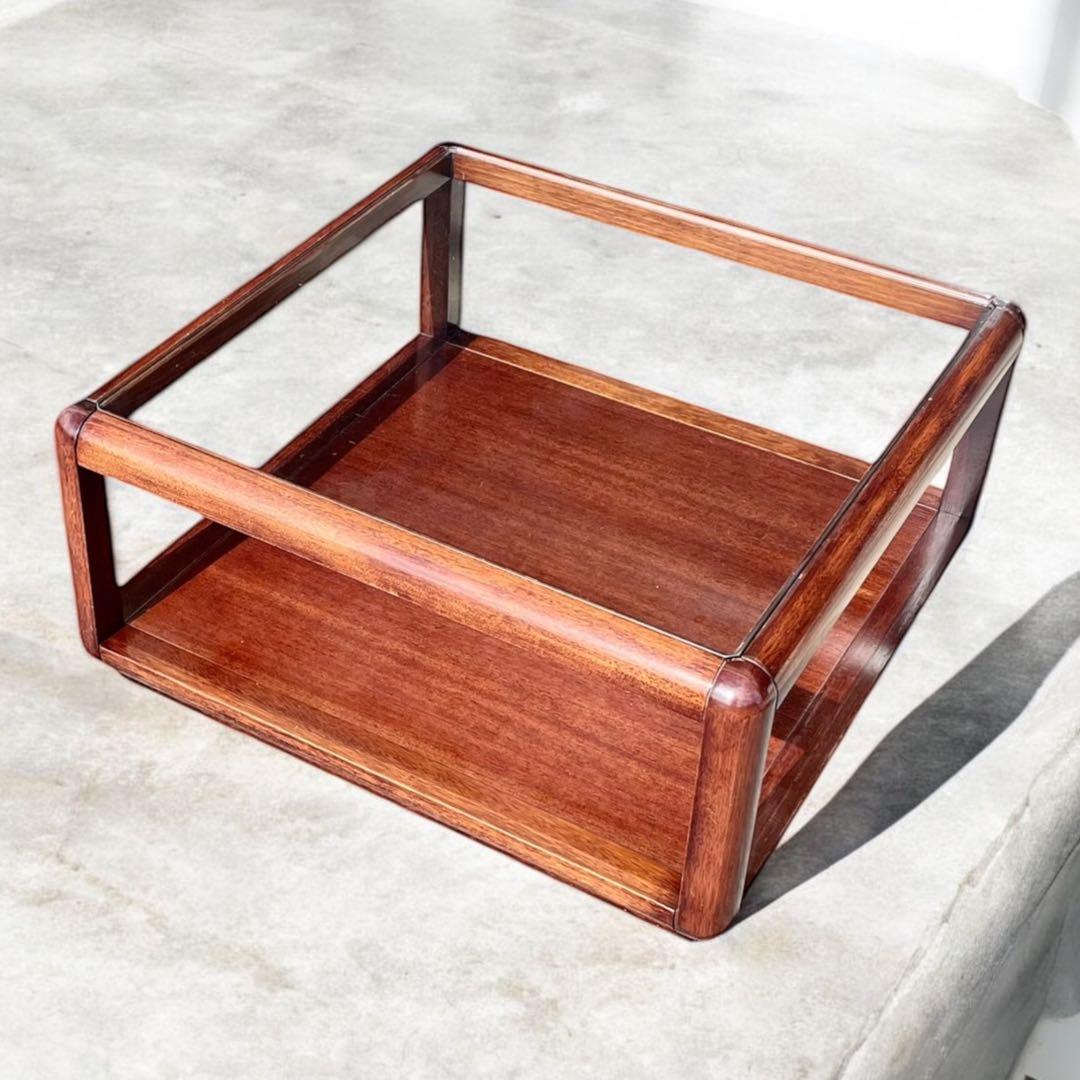 HR444 【希少デザイン】ビンテージ　ナガノインテリア　スクエアガラステーブル