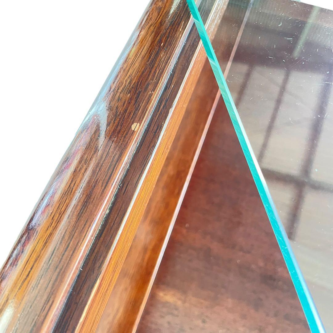 HR444 【希少デザイン】ビンテージ　ナガノインテリア　スクエアガラステーブル