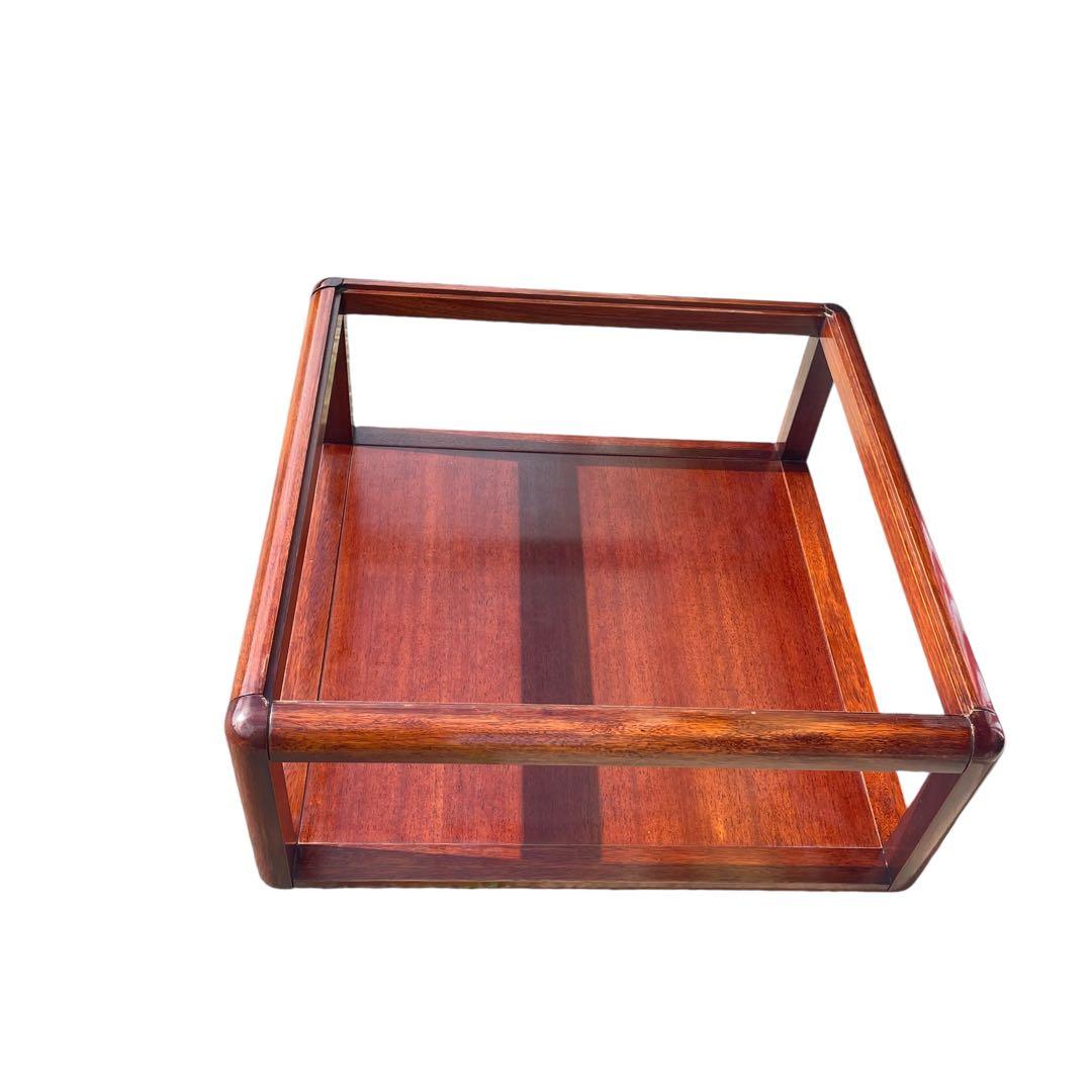 HR444 【希少デザイン】ビンテージ　ナガノインテリア　スクエアガラステーブル