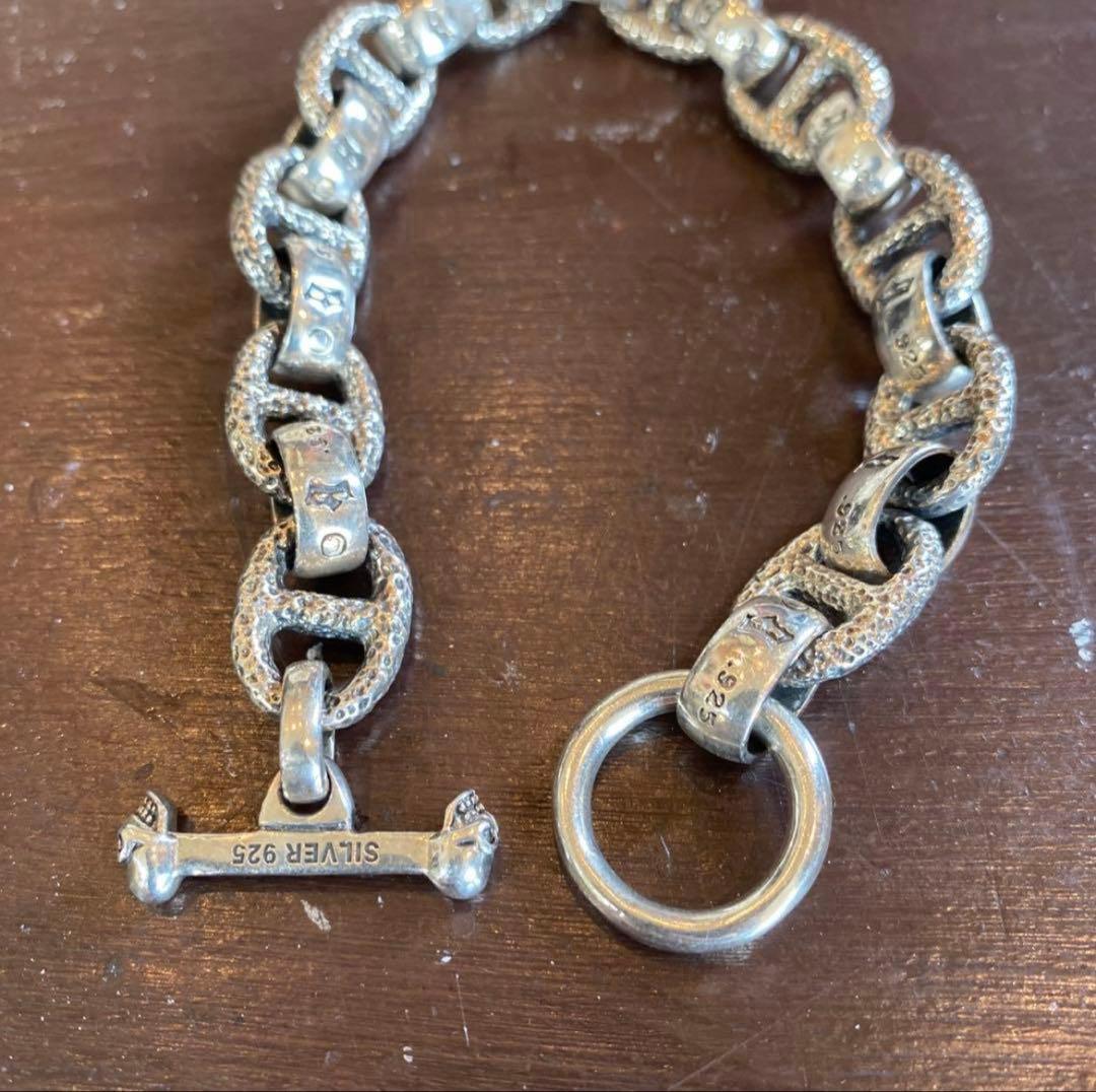 ガボール タイプ シルバー925 アンカー チェーン ブレスレット マンテル式